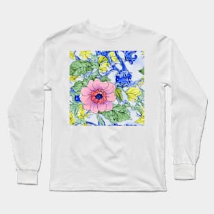 Flowers and branches seamless pattern Long Sleeve T-Shirt